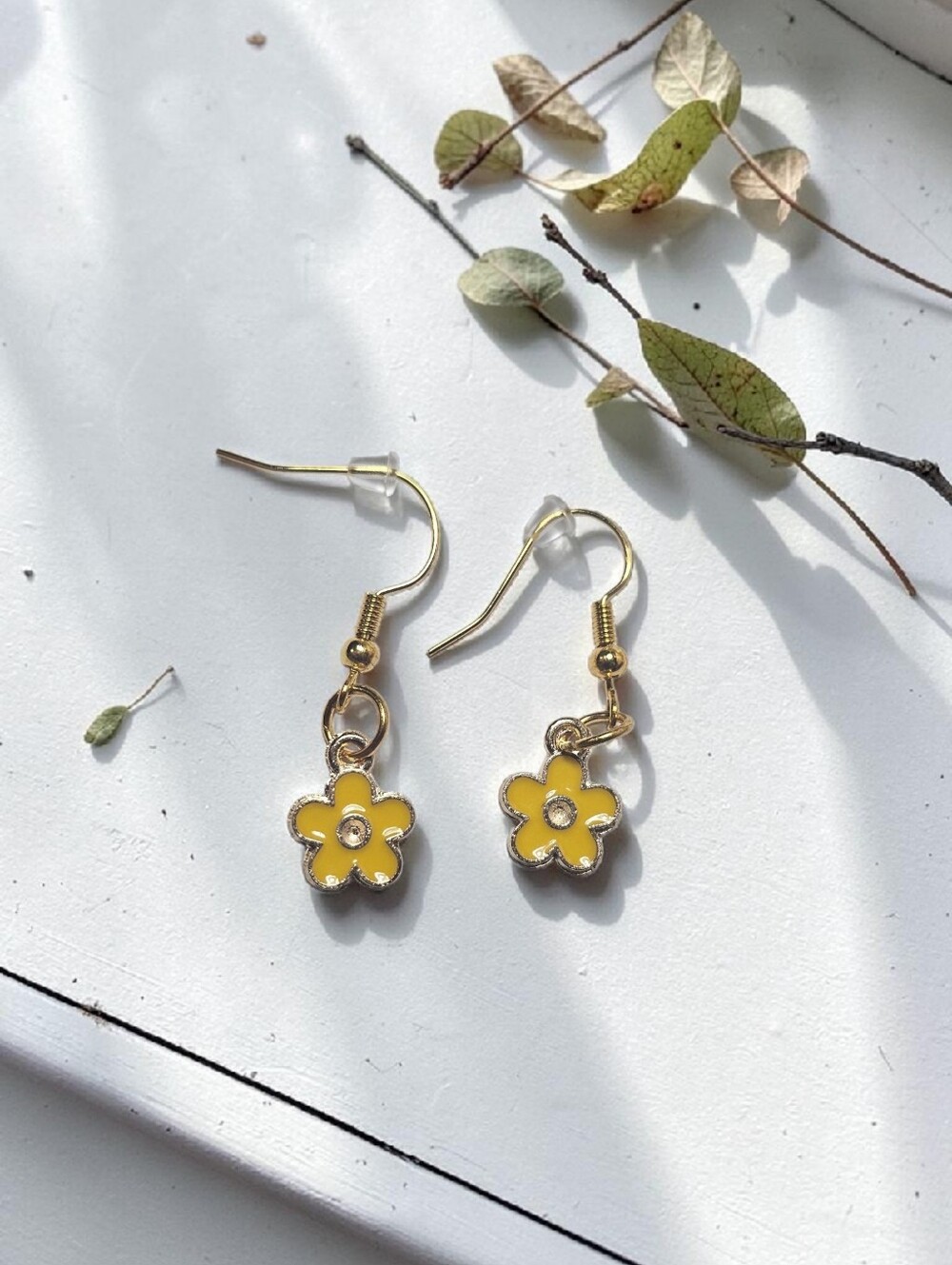 Yellow Flower Dangle Earrings
